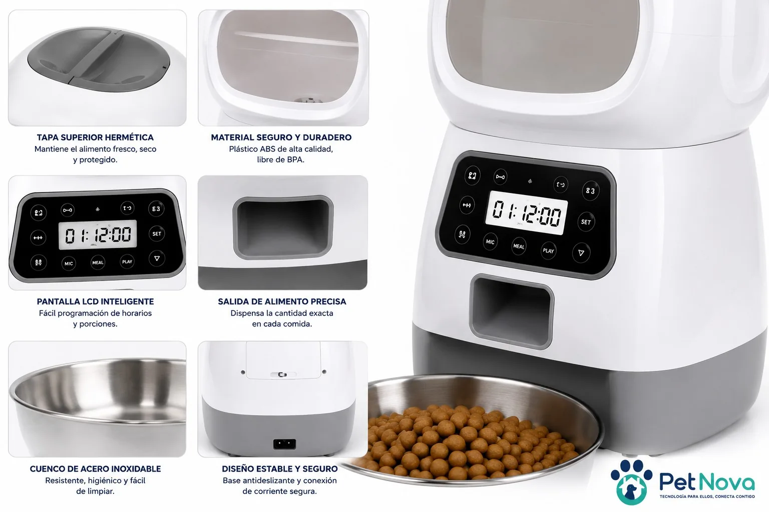 Dispensador de Comida Automática para Mascotas 