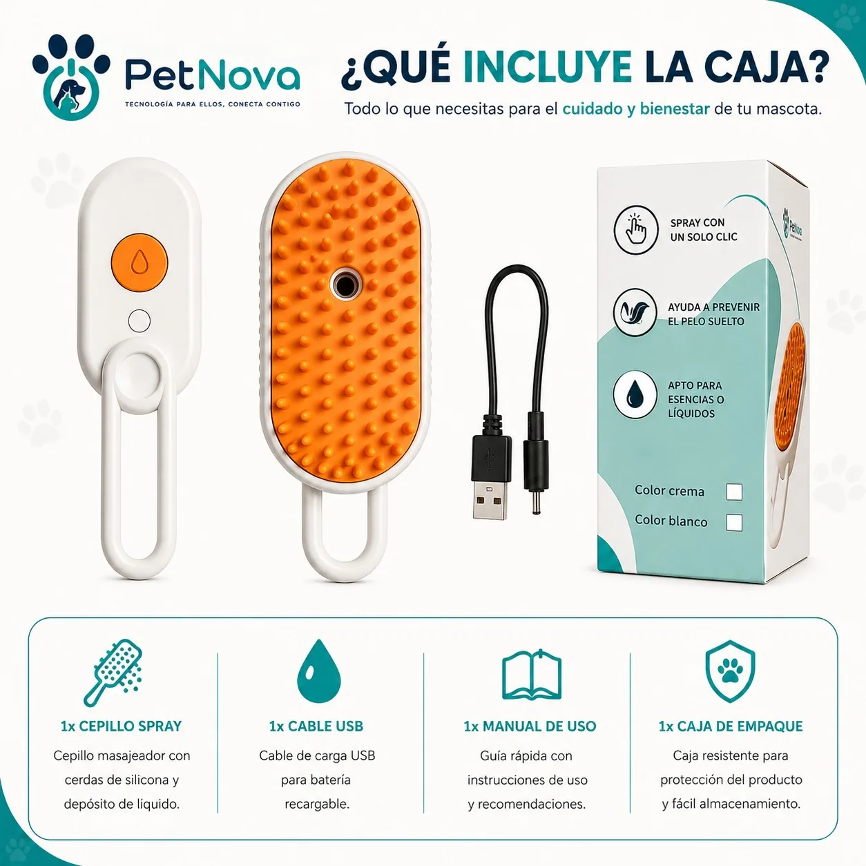 Cepillo a Vapor 3 en 1 para Mascotas