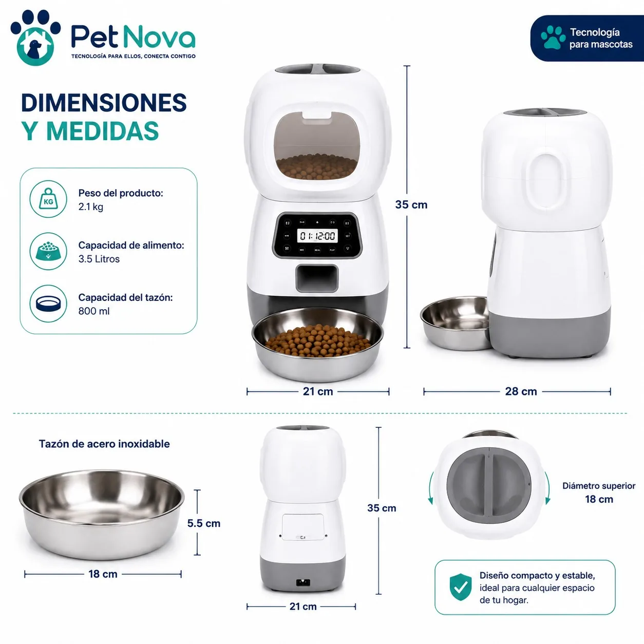 Dispensador de Comida Automática para Mascotas 