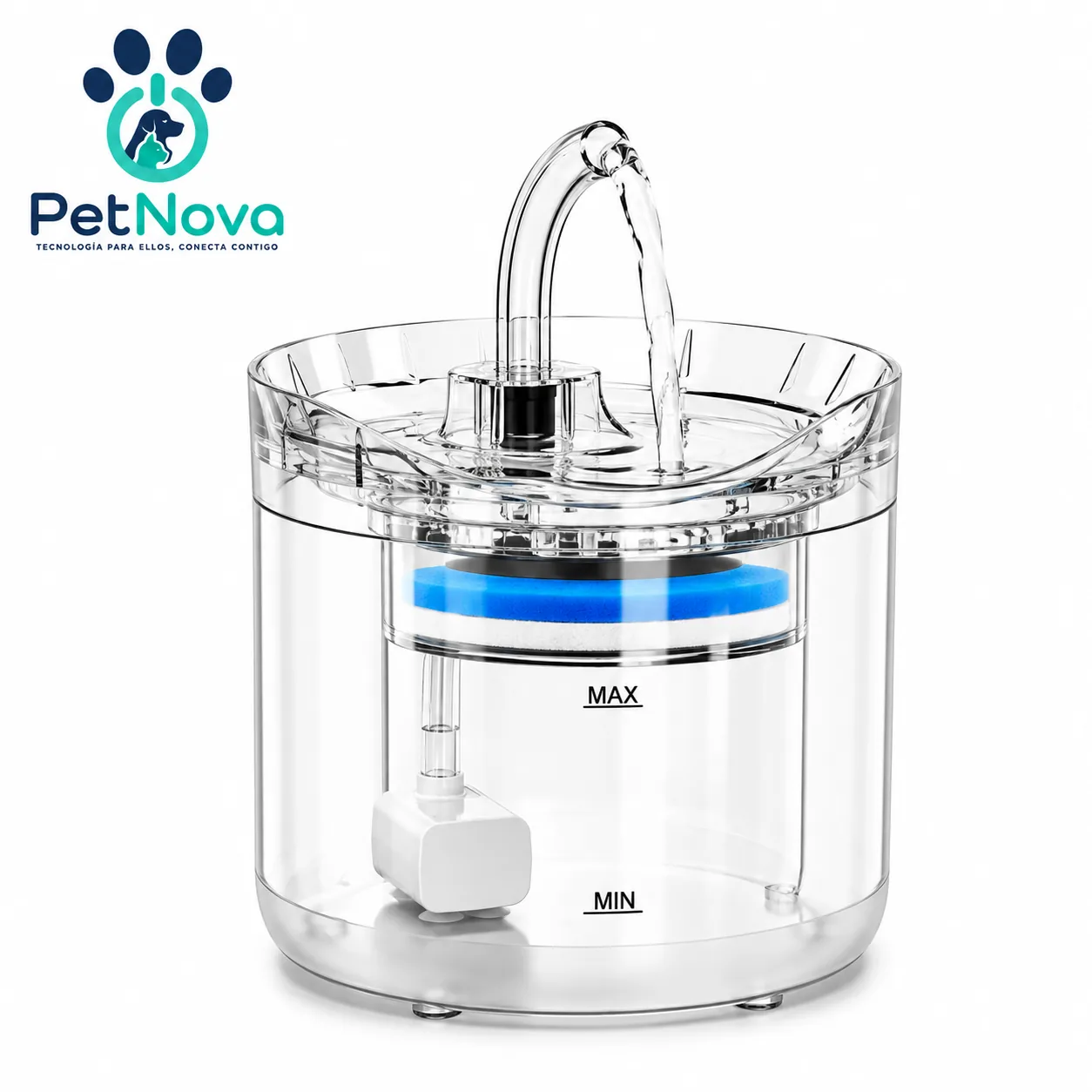 Bebedero Electrico para Mascotas Filtro carbón Transparente