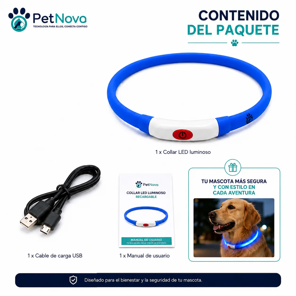 Colla Led Luminoso para Mascotas