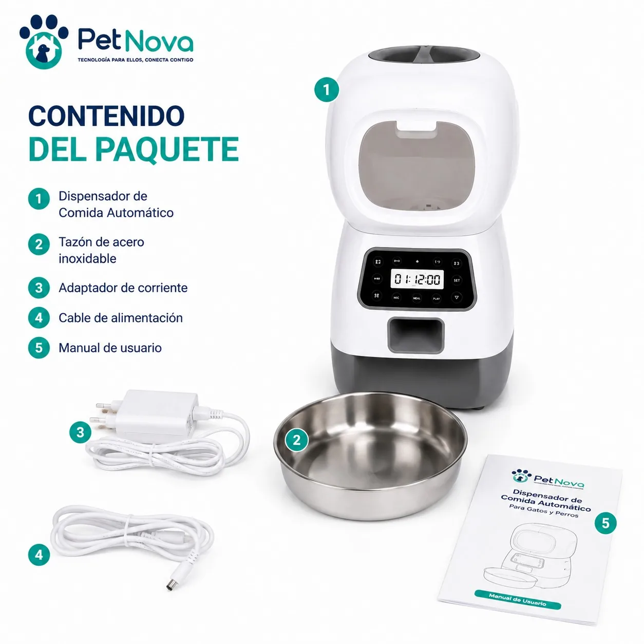 Dispensador de Comida Automática para Mascotas 