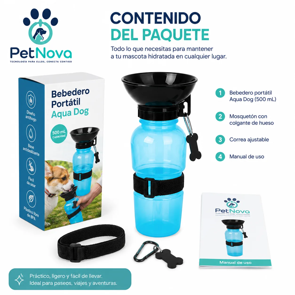 Bebedero Portaltil para Perros PetNova