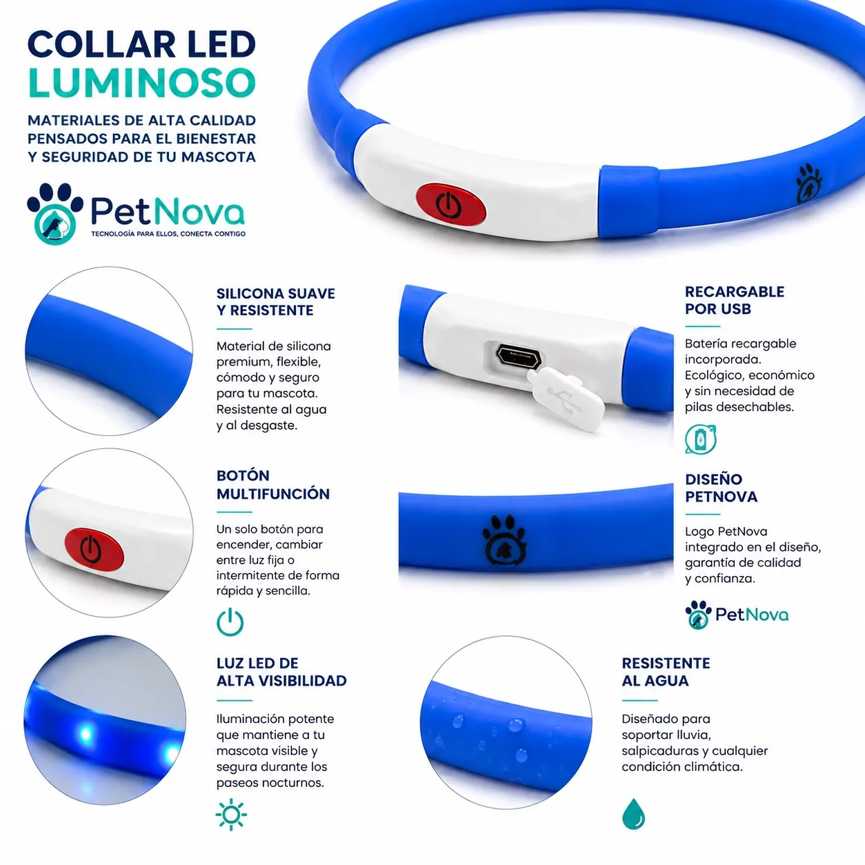 Colla Led Luminoso para Mascotas