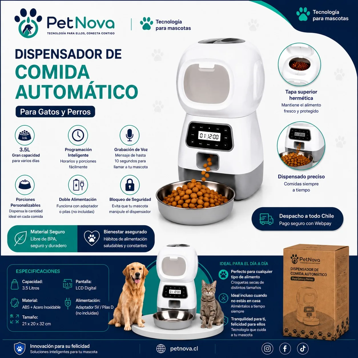 Dispensador de Comida Automática para Mascotas 