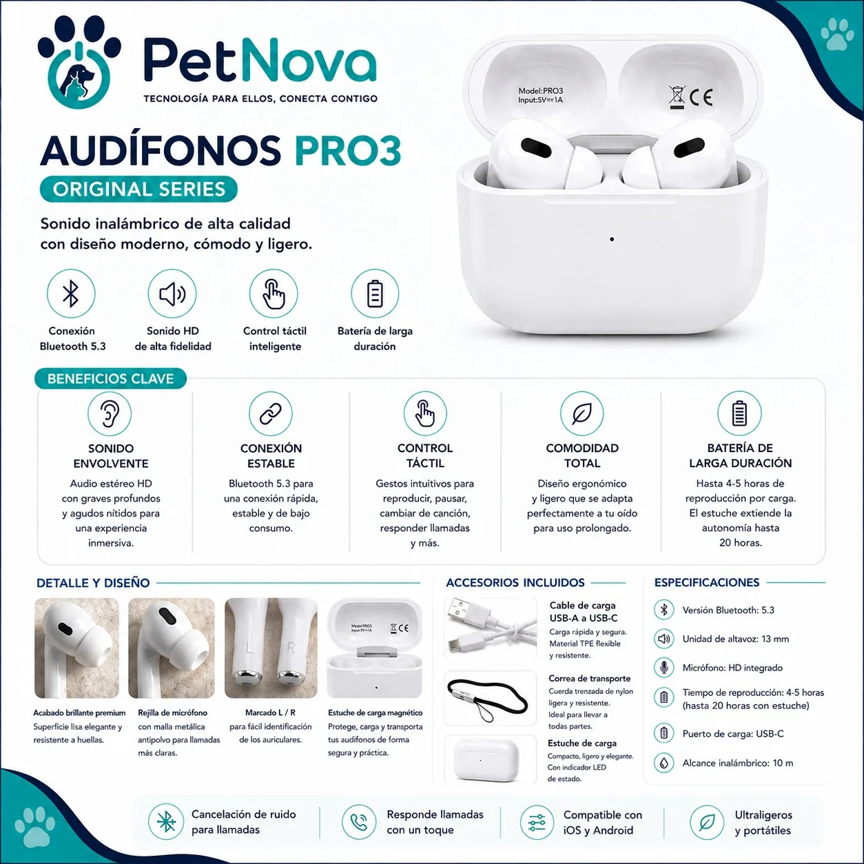Audífonos Inalámbricos Bluetooth Pro3