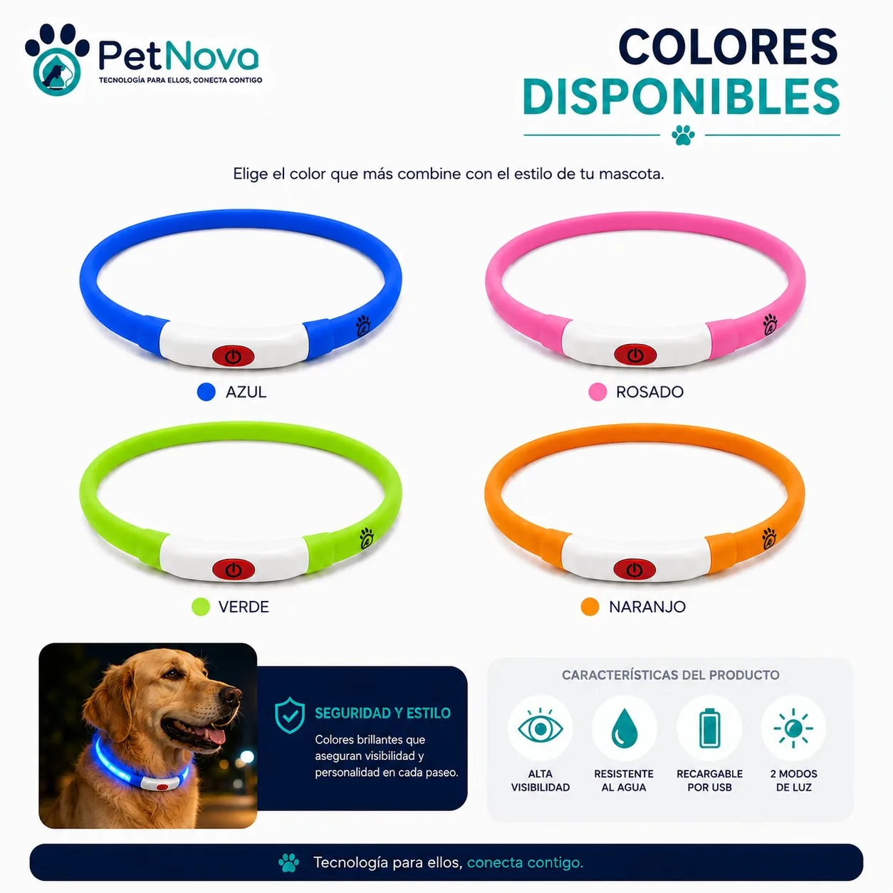 Colla Led Luminoso para Mascotas