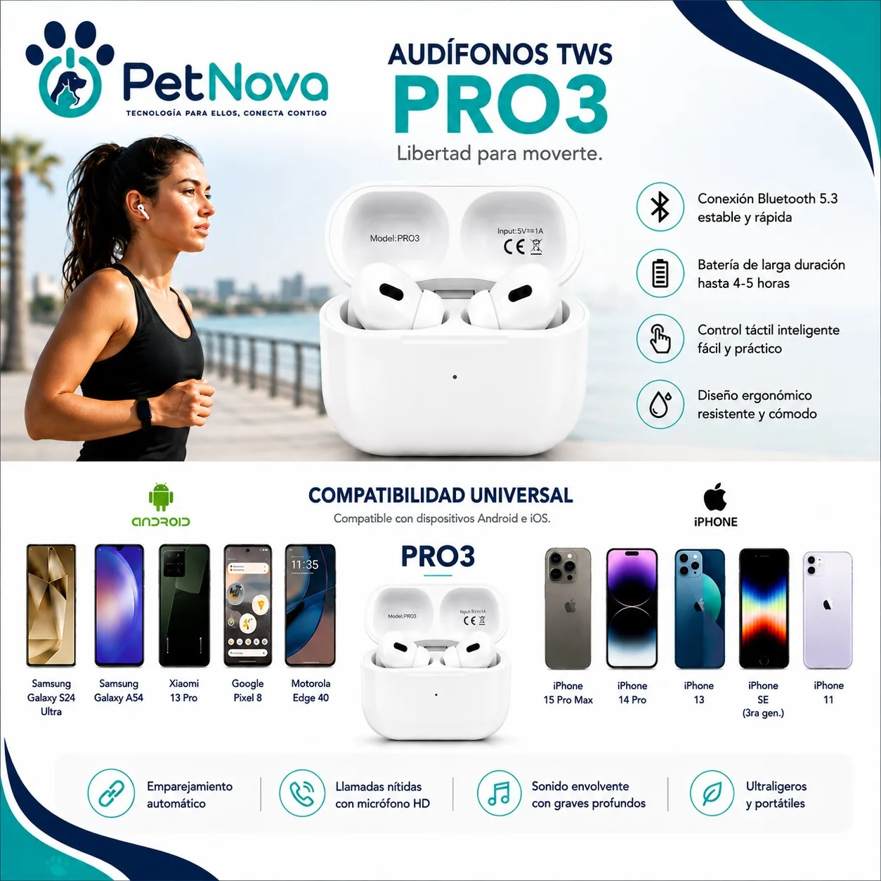 Audífonos Inalámbricos Bluetooth Pro3